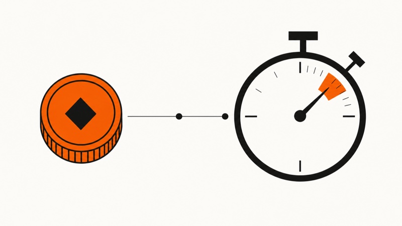Symbolgrafik eines Spielautomaten-Reels mit Uhrensymbol als Hinweis auf eine Mindestwartezeit zwischen Runden